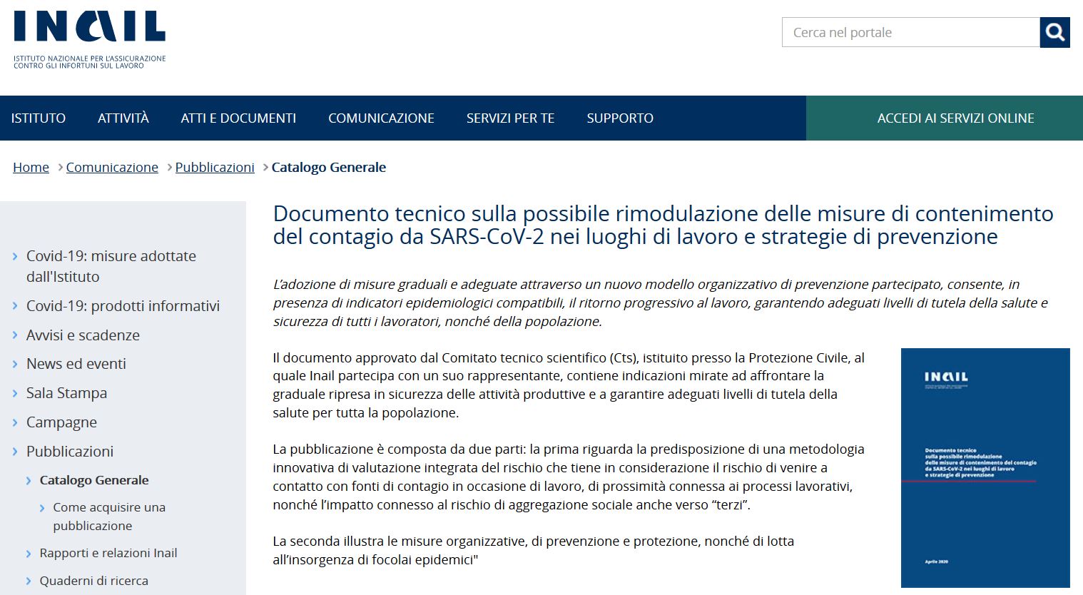 Nuovo documento INAIL per la gestione della FASE 2